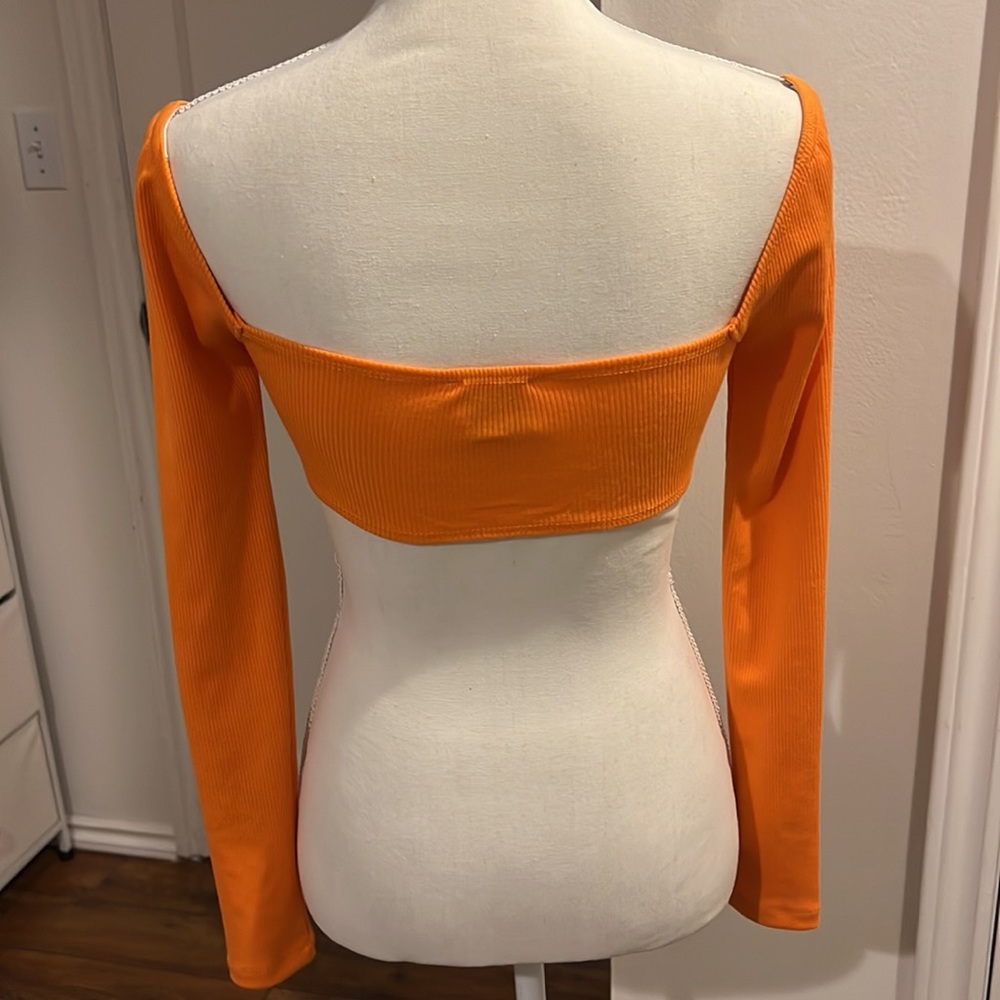 PRINCESS POLLY BECCA LONG SLEEVE CROP TOP ORANGE Size XS - Picture 7 of 8